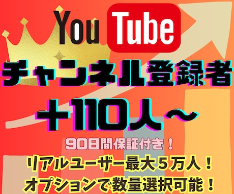 YouTubeチャンネル登録者＋１１０人増やします 増量可能！収益化も◎リアルユーザーが登録します◎推し活対応◎ イメージ1