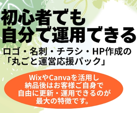 ロゴ・名刺・チラシ・HP作成丸ごとパック販売します 初心者でも自分で修正～運用ができます！ イメージ1