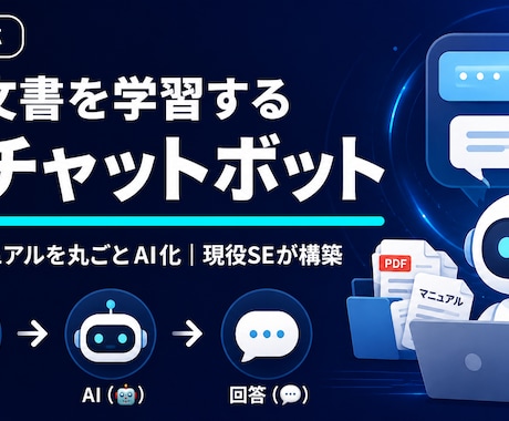 社内文書を学習するAIチャットボットを作ります PDFやマニュアルを学習し社内の探す手間をゼロにします イメージ1
