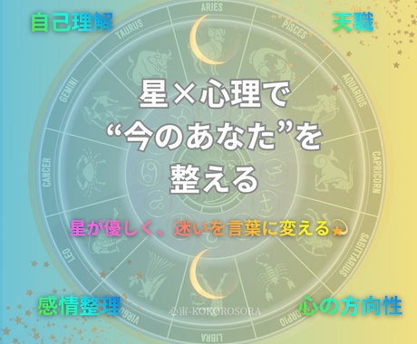 星×心理であなただけの鑑定書作成いたします 今のテーマを“星と心の対話”で丁寧に読み解きます☆ イメージ1