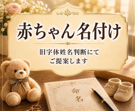 姓名判断で大切な赤ちゃんのお名前をご提案します 一生の宝物☆ご家族の想いを大切に命名のお手伝いします。 イメージ1