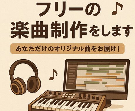 フリーで利用できる高品質な楽曲をお届けします 短時間でフリーのオリジナル楽曲の販売を行います イメージ1