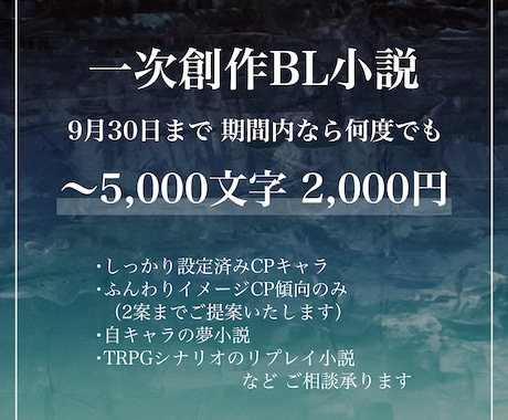 一次創作BL小説執筆します 日常、ほのぼの、甘めのBL小説を期間限定価格で執筆します イメージ1