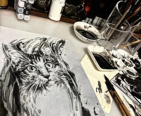 水墨画など様々な画材でお描きします 人物、動物、風景など幅広く承ります イメージ2