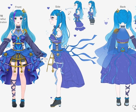 女児向けアニメ風！VTuberキャラデザ制作します キラキラ可愛いVTuber立ち絵制作｜キャラデザから対応 イメージ1