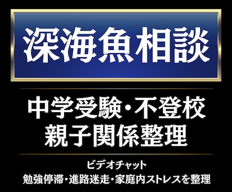 中学受験・深海魚化・不登校の悩みを整理します 超大手メディア現役社員×修士キャリアコンサルタントの指導 イメージ1