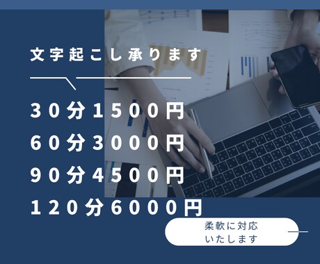 1分/50円で30～120分の音声の文字起こします インタビューや会議、座談会など、音声データを基にテキスト化 イメージ2
