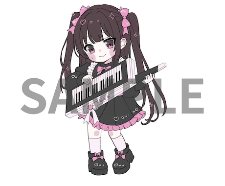 モチーフを仕上げに用いてデフォルメキャラを描きます ハートや星など指定されたモチーフでハイライトを入れたりします イメージ2