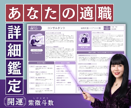 あなたの天性の適職を診断！紫微斗数で鑑定します 仕事に使える！生まれ持った星の配置で占う16の仕事タイプ診断 イメージ1