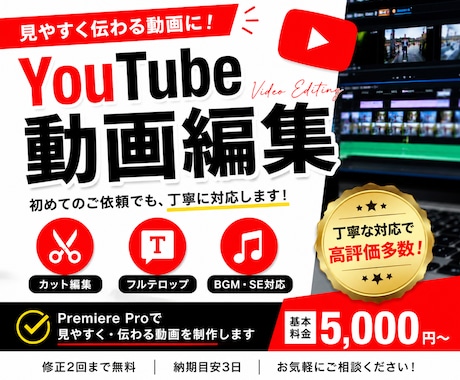 YouTube動画を見やすく丁寧に編集します 初めてのご依頼でも、丁寧に対応いたします。 イメージ1