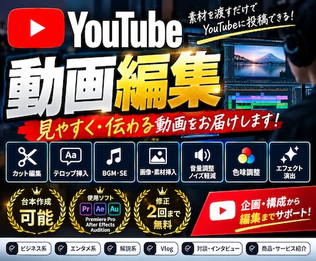 YouTube動画を見やすく丁寧に編集します イメージ1