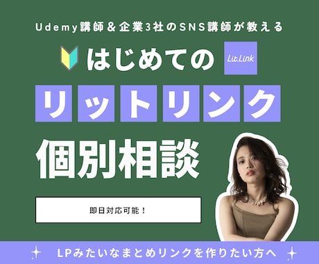 LPみたいなリットリンクの作り方教えます 企業3社のSNS講師＆Udemy講師が対応します イメージ1