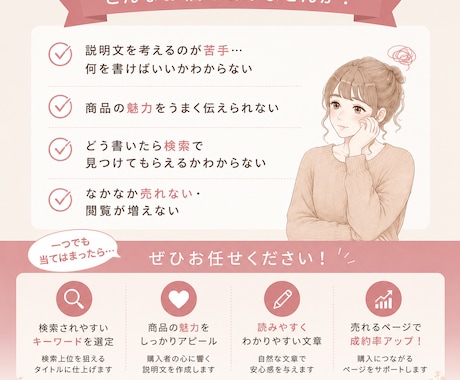 ECサイトの商品タイトル・説明文を作成します 購入者目線で商品の魅力が伝わる文章を作成します イメージ2