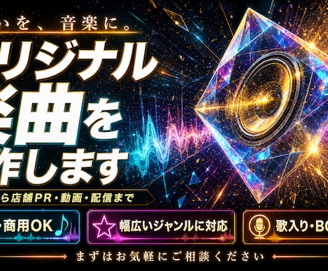 個人・商用向けのオリジナル楽曲を制作します 記念日・店舗PR・動画・配信など、幅広い用途に対応します イメージ1
