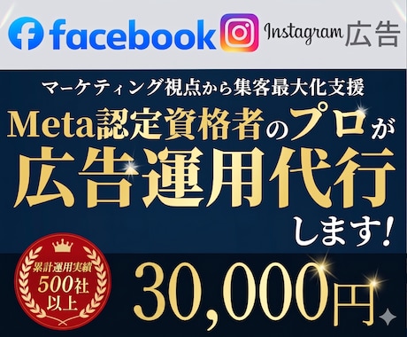 Facebook・インスタ広告の運用代行いたします 実績500社以上の広告代理店がMeta広告を支援します！ イメージ1