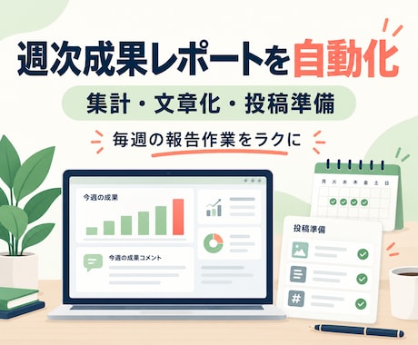 毎週の成果レポート作成をAIで自動化します 集計・コメント作成・投稿準備までラクにします イメージ1