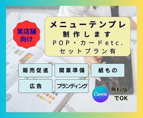 メニュー＋販促ツール一式｜デザイン制作します セットプランあり｜店舗ブランディング・開業準備向け｜業種不問 イメージ1