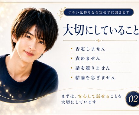 つらい気持ちを否定せずに聞きます 名前不要。誰にも言えない悩みも大丈夫です イメージ2