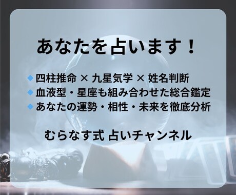 四柱推命×九星気学×姓名判断で運勢を鑑定します 血液型や星座も組み合わせて、運勢・相性・未来を占います！ イメージ2