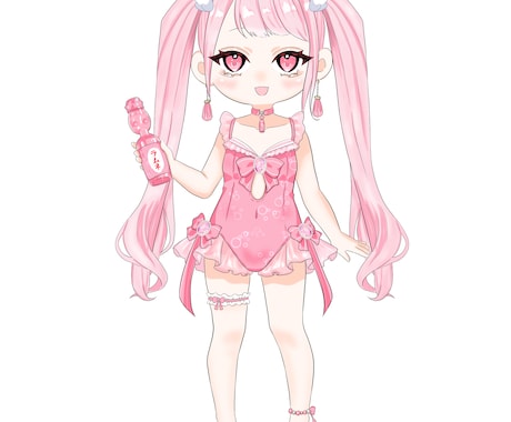 商用利用可！ライバーさん向けのミニキャラ描きます これからの時期ぴったりなラムネ風水着量産ミニキャラ イメージ2