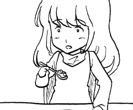 キャラクターの絵を描きます シチューを食べている女の子　夕食 イメージ1
