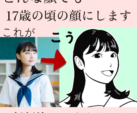 あなたの17歳の頃の顔のイラストを描きます ノスタルジー重視。SNSアイコンや名刺に。 イメージ2