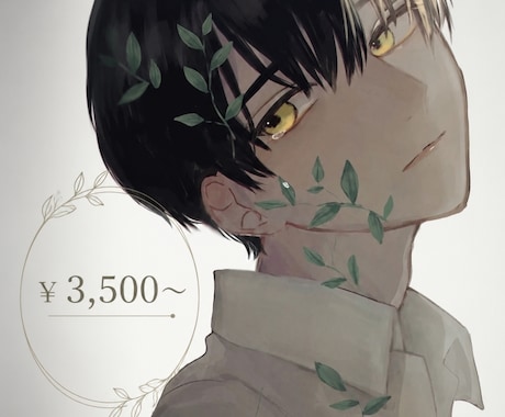 黒髪男子の儚げなイラスト描きます 黒髪男子×胸上3,500円から承ります！ イメージ1