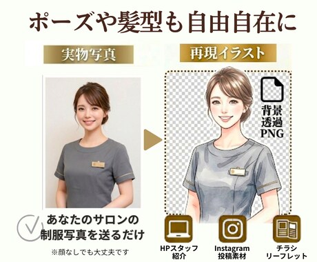 サロン専門｜現役マネージャーが制服再現します Canva・SNS・HPで使える！背景透過pngイラスト イメージ2