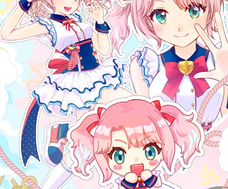 一枚絵・立ち絵イラスト描きます 商用利用可!アニメ塗りテイストでお描きします! イメージ1