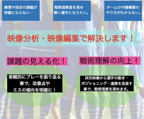 個人のサッカー試合分析と映像編集を行います 分析結果をフィードバックします。映像編集付き(１シーン) イメージ1