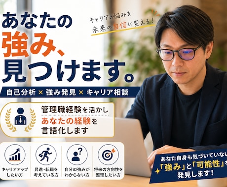強みを見つけてキャリアの方向性を整理します モヤモヤを、未来への自信に変えます。 イメージ1