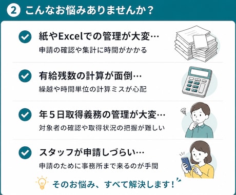 有給申請・残数管理システム提供します 小規模事業所向け / GAS / スマホ対応 イメージ2