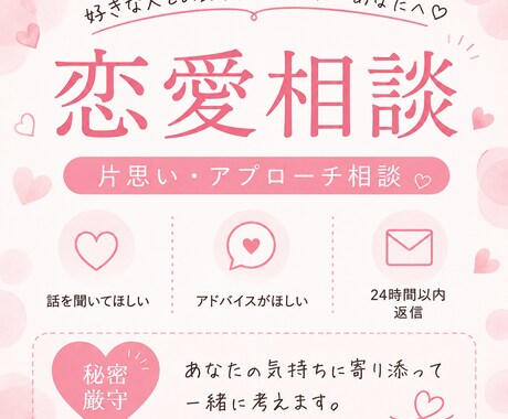片思い中のあなたの恋を全力で応援します 男性目線でアプローチ方法を一緒に考えます！ イメージ1