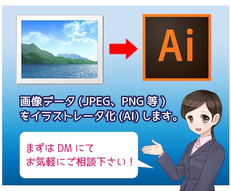 画像データをイラストレータ化(AI)にします 画像データはあるけどAIデータ化に出来ない方をお助けします イメージ1