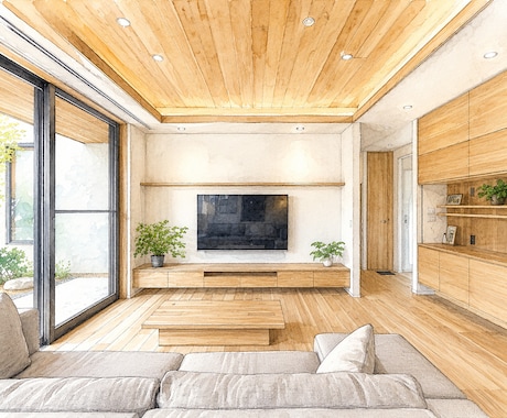 手描き建築内観パース（手書き）制作します 住宅・店舗のインテリアパースをあたたかく魅せる手描き表現 イメージ2