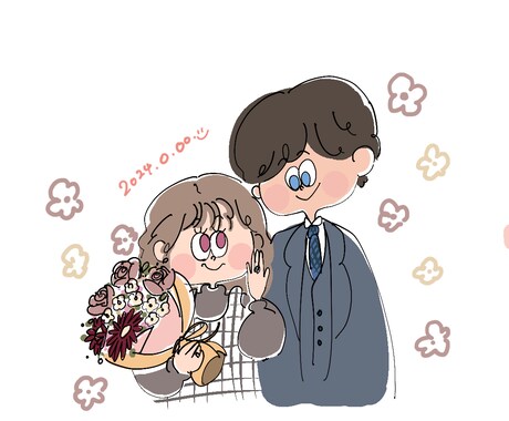 結婚式にもつかえる！おしゃれな似顔絵作成します カートゥーンちっくなおしゃれでかわいいイラスト！ イメージ2