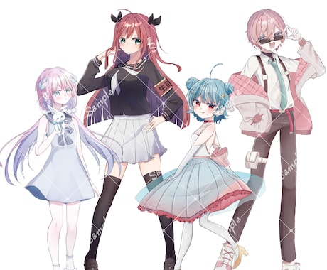 全身立ち絵イラスト作成します 可愛くてキラキラなタッチの全身イラスト作成します！ イメージ1