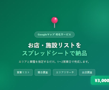 Googleマップからお店リストを作成します エリア・業種を指定するだけでスプレッドシートに納品 イメージ1