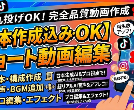 丸投げOK　離脱されないショート動画つくります イメージ1