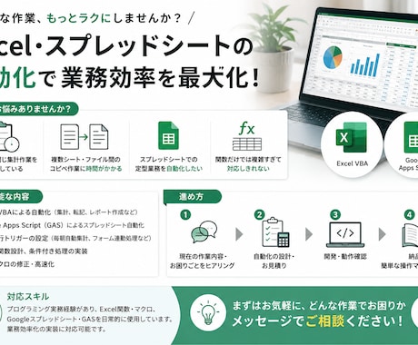 Excel・GASで面倒な作業を自動化します 面倒な集計・転記、マクロで一瞬に自動化します イメージ1