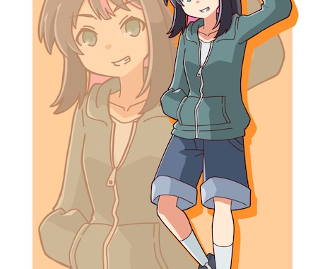 キャラクター立ち絵を制作いたします シンプルな塗りの全身立ち絵です。 イメージ1