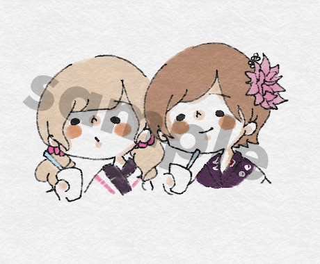 水彩画っぽくゆるかわで描きます SNSなどで利用できるアイコンをゆるくかわいくご提供！ イメージ1