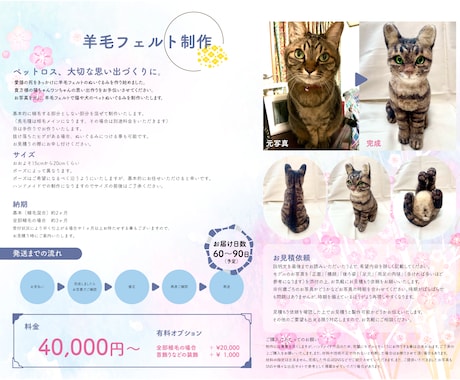 ペットロスに。羊毛フェルトで猫や犬を作ります 大切な思い出を羊毛フェルトのぬいぐるみにして残しませんか？ イメージ2