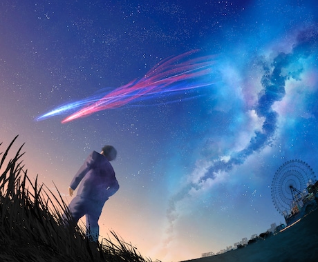 背景や風景メインの一枚絵を制作いたします 感情に訴えるイラストを制作します。MVのサムネイルなどに。 イメージ1