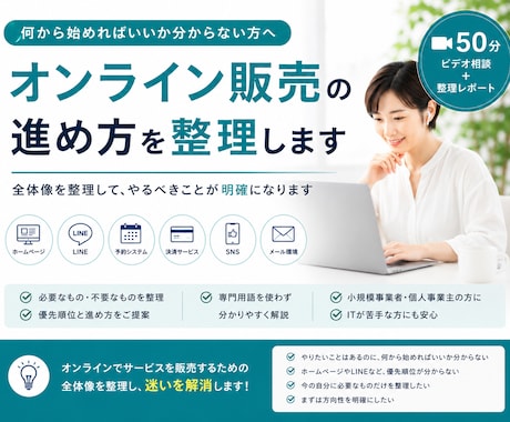 オンライン販売の進め方を整理します 何から始めればいいか分からない方へ｜ビデオ相談＋レポート イメージ1