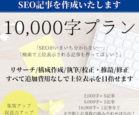 SEO記事（10,000字）を作成いたします SEO歴7年目のライター・編集者が作成いたします イメージ1