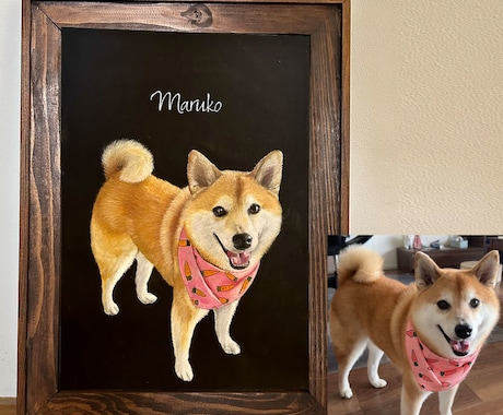 チョークアートで愛犬の似顔絵描きます ★手描きで一枚一枚丁寧に仕上げます★ イメージ2