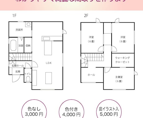不動産チラシ・Web用の間取り図を作成します わかりやすく綺麗な間取りを丁寧に作成します。 イメージ2