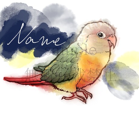 世界に一枚の鳥さんのイラストお描きします お気に入りのお写真から優しいタッチでポストカードを制作します イメージ2