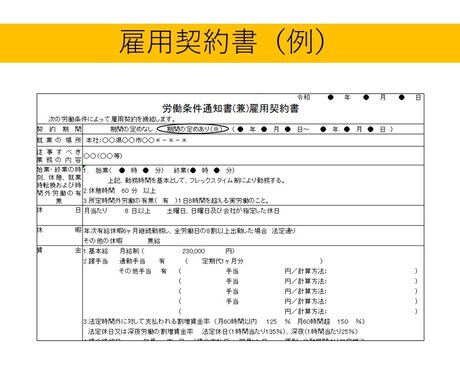 雇用契約書と13種類の入社書類一式作成・納品します 初めて社員を雇う会社におすすめ！入社書類まとめてそろえられる イメージ2